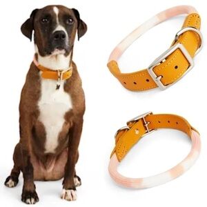 NWT Youly Faux Leather & Rope Tie Dye Dog Collar Size Medium 15”-18”
